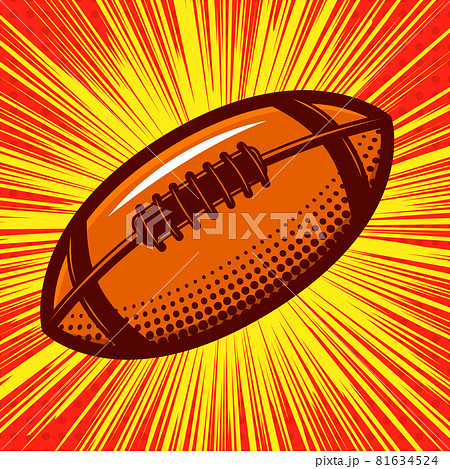 Rugby Ball On Comic Style Background Design のイラスト素材