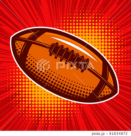 Rugby Ball On Comic Style Background Design のイラスト素材