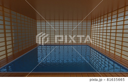 indoor onsen pool in japan house.3d rendering. indoor onsen pool in japan house.3d rendering. 81635665