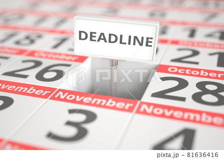 DEADLINE plate on October 27 in a calendar, 3d rendering 81636416
