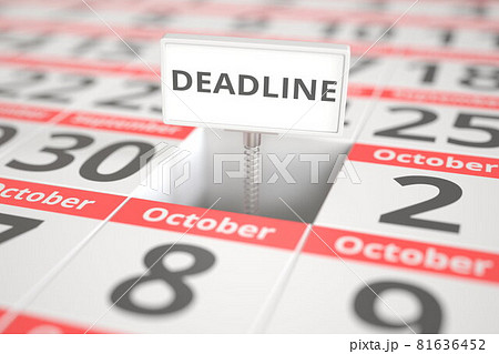DEADLINE plate on October 1 in a calendar, 3d rendering DEADLINE plate on October 1 in a calendar, 3d rendering 81636452