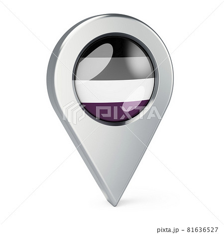 Map pointer with asexual flag, 3D rendering Map pointer with asexual flag, 3D rendering 81636527