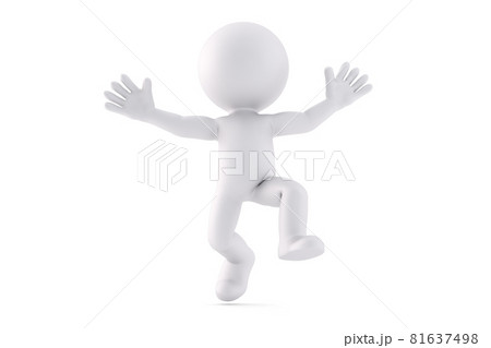 Happy jumping man. 3D illustration. Isolated 81637498