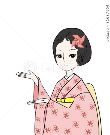 着物の姿で案内する女性 着物の姿で案内する女性 81637954