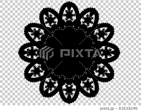 Monochrome circle lace material black 2 (white background) 81638240