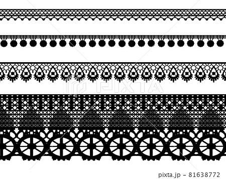 リボンレース素材セット黒3 白背景 のイラスト素材