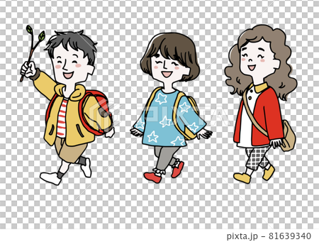 並んで歩いている子供達 81639340