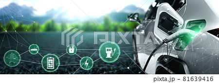EV charging station for electric car in concept of alternative green energy EV charging station for electric car in concept of alternative green energy 81639416