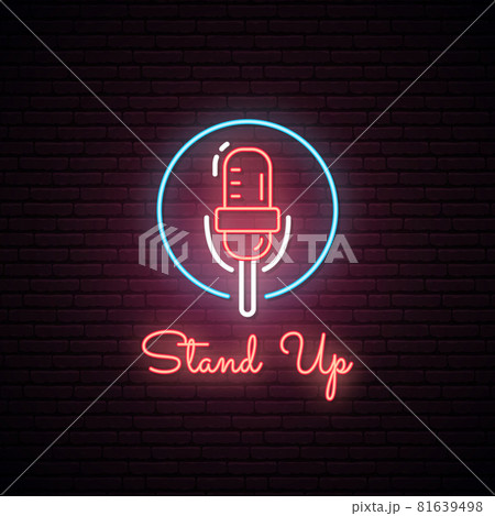 Neon microphone icon Neon microphone icon 81639498