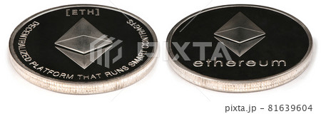 Golden ethereum isolated on white background. (Two clipping path) Golden ethereum isolated on white background. (Two clipping path) 81639604