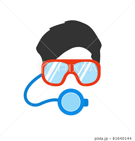 Portrait of man in mask and glasses for underwater swimming. Portrait of man in mask and glasses for underwater swimming. 81640144