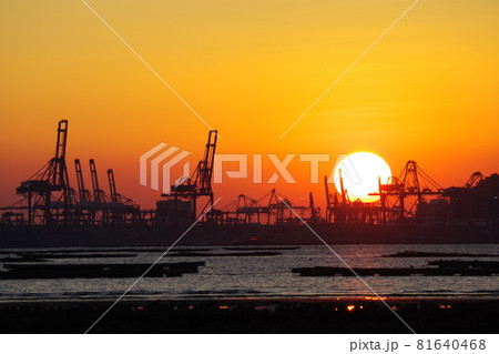 港に沈む夕日 港に沈む夕日 81640468