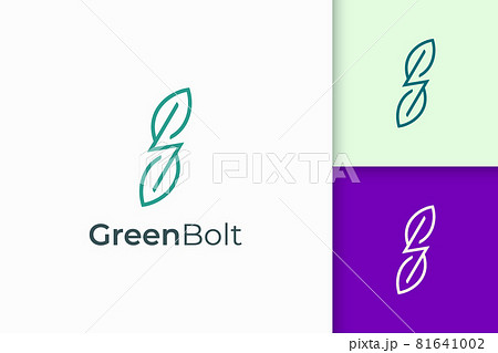 Plant and lightning logo in simple and modern shape Plant and lightning logo in simple and modern shape 81641002