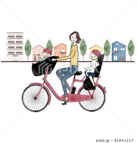 電動アシスト自転車 三人乗り お母さんと子供二人 電動アシスト自転車 三人乗り お母さんと子供二人 81641257