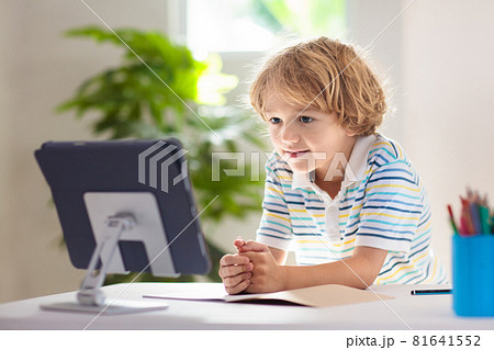 Online remote learning. School kids with computer. Online remote learning. School kids with computer. 81641552