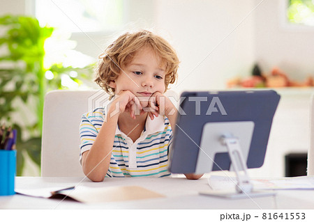 Online remote learning. School kids with computer. Online remote learning. School kids with computer. 81641553