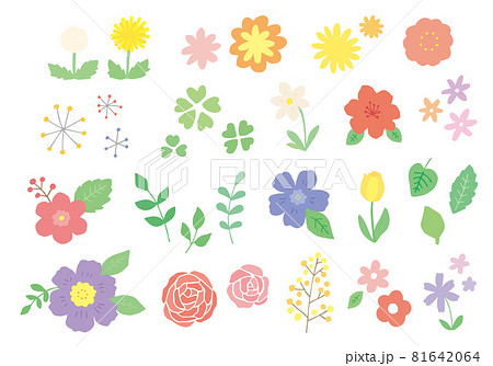手描きの花イラストのセット（カラー/輪郭線なし） 81642064