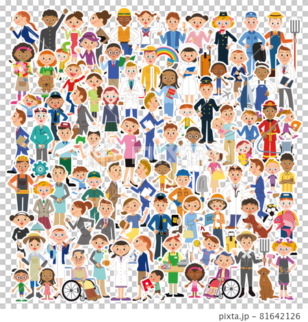 重なり合う地域の人々集合 81642126
