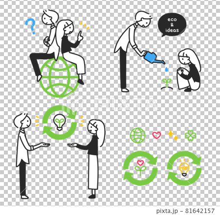 Men and women who think about eco, ideas, and recycling Men and women who think about eco, ideas, and recycling 81642157