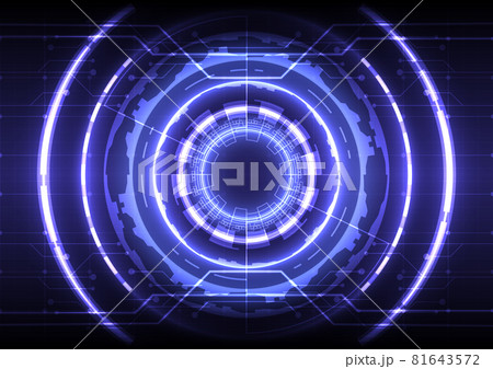 Futuristic Sci-Fi glowing HUD circle element. Abstract hi-tech background. 3D hologram particle of head-up display interface. Virtual reality technology of computer engineering 81643572
