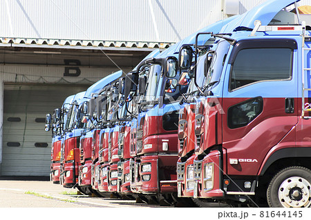 運送会社に並ぶトラック 81644145