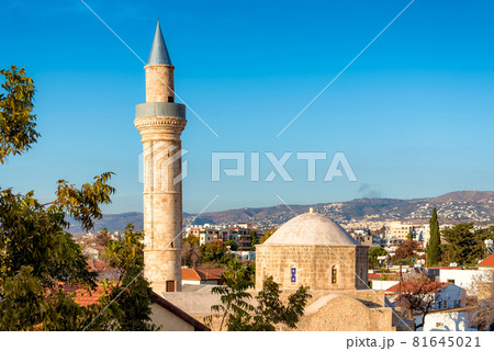 Moutallos mosque in Pafos, Cyprus on sunny day 81645021