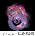 Abstract fractal design. Swirl of colorful glowing lines on black background. 81645845