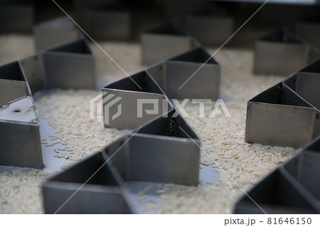 Factory machine Milling rice in close up 81646150