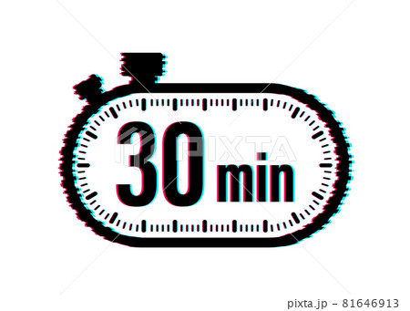 The 30 minutes, stopwatch vector icon. Glitch icon. Stopwatch icon in flat style, timer. Vector illustration. 81646913