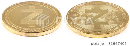 Golden zcash isolated on white background. (Two clipping path) Golden zcash isolated on white background. (Two clipping path) 81647405