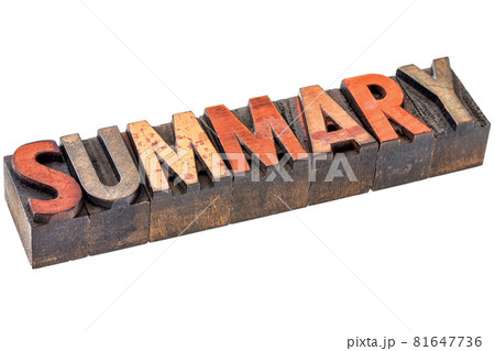summary word in vintage wood type 81647736