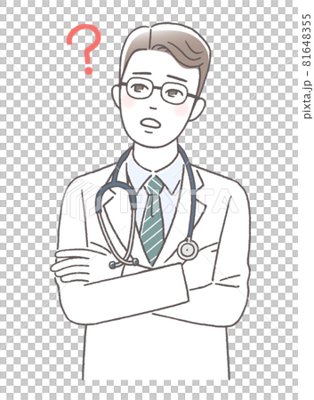 Doctor thinking with his arms folded 81648355