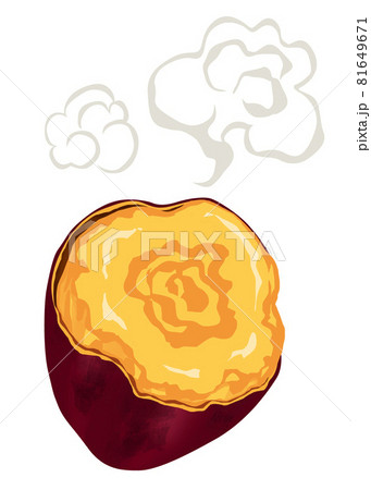ほかほかと湯気の立つ焼き芋のイラスト 81649671