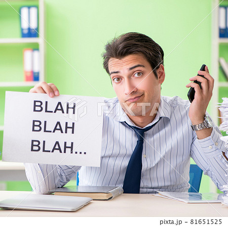 Businessman having problems with paperwork and workload 81651525