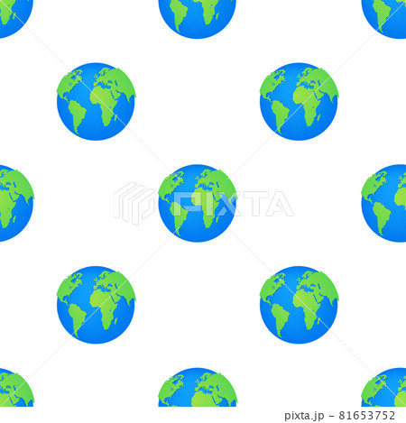 Earth globes pattern on white background. Flat planet Earth icon. Vector illustration. 81653752