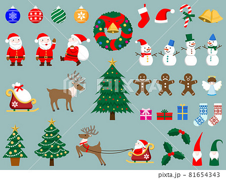 かわいいクリスマスのイラストセット かわいいクリスマスのイラストセット 81654343
