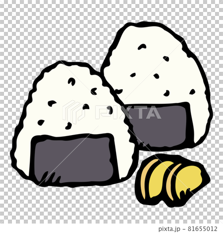 [Hand-painted fountain pen line drawing] Food separately _ rice ball 81655012