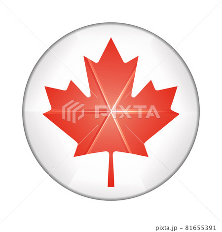 Glass light ball with flag of Canada. Round sphere, template icon. Canadian national symbol. Glossy realistic ball, 3D abstract vector illustration highlighted on a white background. Big bubble. 81655391