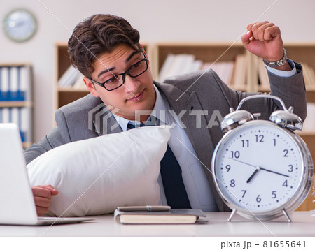 Tired man sleeping at home having too much work 81655641