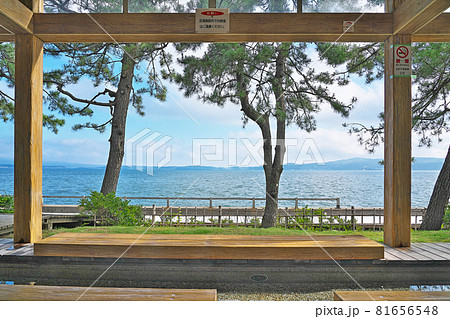 和倉温泉 湯っ足りパーク足湯 石川県七尾市和倉町の写真素材