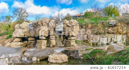 Waterfall in Fantasy park of Uman, Ukraine Waterfall in Fantasy park of Uman, Ukraine 81657254
