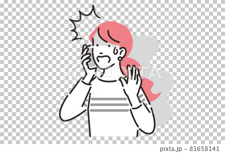 人物 通話しながらショックを受ける女性 81658141
