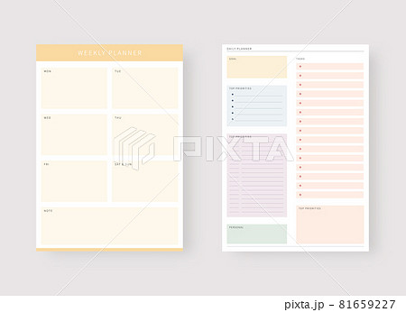Daily and weekly planner template. Set of planner and to do list. Modern planner template set. Vector illustration. 81659227