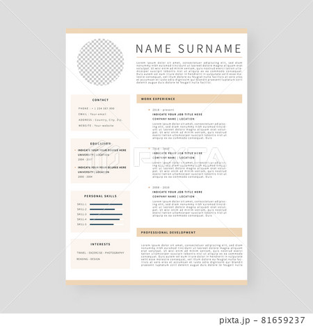 Resume template. Professional resume template design. Template design. Vector illustration. 81659237