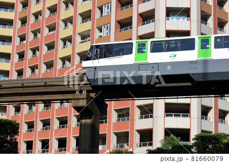 Tokyo Monorail Train passing by Shibaura Island in Minato-ku Tokyo Japan, traveling from Haneda Airport to Hamamatsu-cho. Tokyo Monorail Train passing by Shibaura Island in Minato-ku Tokyo Japan, traveling from Haneda Airport to Hamamatsu-cho. 81660079