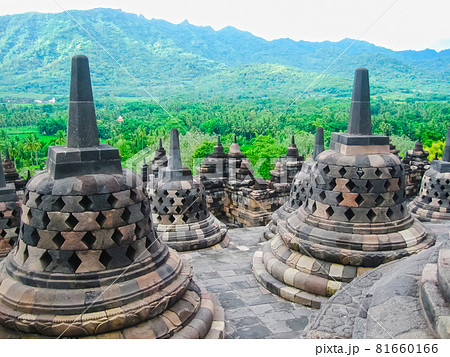 Stupas in Borobudur Temple, Central Java at Indonesia 81660166