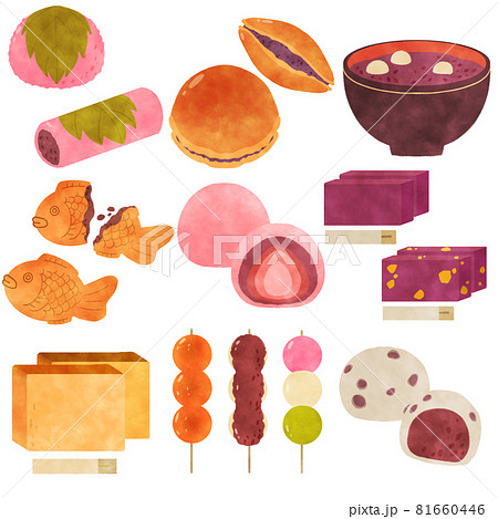 和菓子セット イラストのイラスト素材