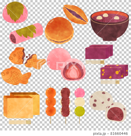 和菓子セット イラスト 和菓子セット イラスト 81660446