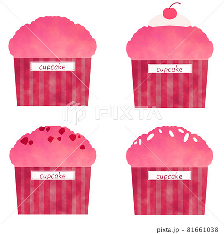 ピンクのカップケーキ イラスト いちご味のイラスト素材