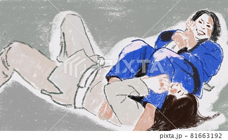 楽しそうに柔術をする女性の腕十字 楽しそうに柔術をする女性の腕十字 81663192